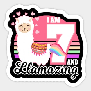 Kids 7 Years Old 7th Llama Birthday Gift Sticker